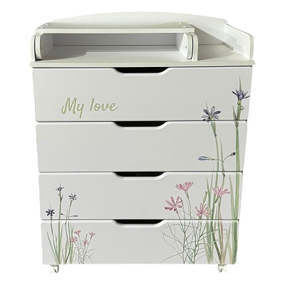 Комод детский с пеленальной доской Антел Ariel 800/4 Цветы 01